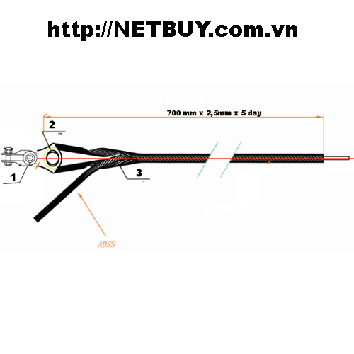 Chuỗi néo cáp ADSS 1 hướng khoảng vượt KV 100m, chịu tải 10KN